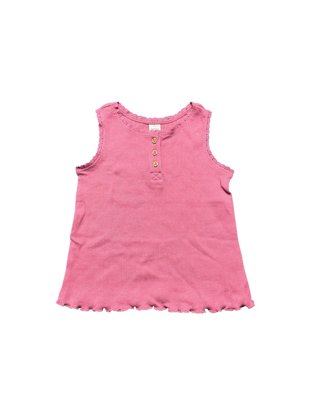 OshKosh B’gosh Toddler Girls Pink Ribbed Tank Top Size 5T Sleeveless Lace